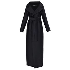 Cappotto lungo nero in lana e seta Dsquared2 Nero