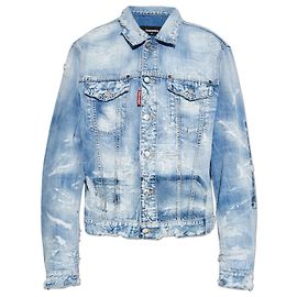 Dsquared2 Jeansjacke mit `vintage` Effekt Blau Hellblau