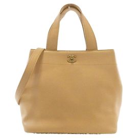 Sac Chanel en cuir de veau Marron Beige