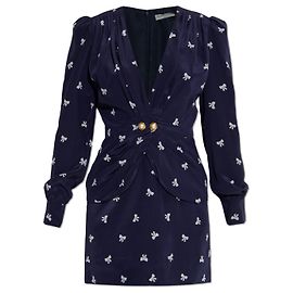 Alessandra Rich Robe avec imprimé décoratif Bleu Bleu Marine