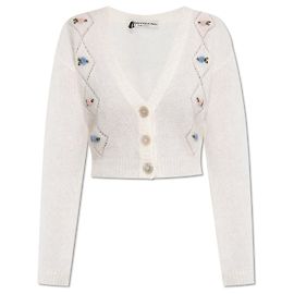 Alessandra Rich Cardigan mit Blumenmotiv Weiß