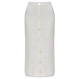 Saia Alessandra Rich de lã e mohair creme Branco Cru