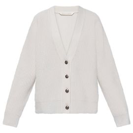 Palm Angels Cardigan aus Wolle V-Ausschnitt creme Weiß Roh