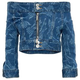 Dsquared2 x Vaquera Blue Denim Cropped Off-Shoulder Jacket Blue