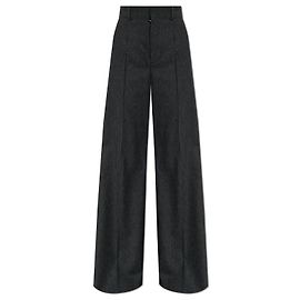 Dsquared2 Grey Wool Wide Leg Pinstripe Trousers Grey