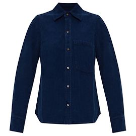 Victoria Beckham Camicia in velluto a coste con tasca Blu Blu navy