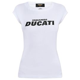 T-shirt blanc en coton Dsquared2 X DUCATI Blanc