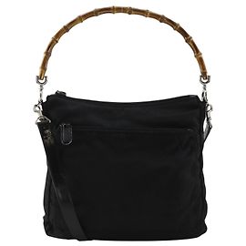 Bolsa de Ombro 2way Gucci em Nylon e Canvas Bamboo Preto