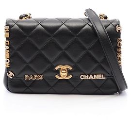 Borsa Chanel Mini Flap in pelle di agnello Borsa a tracolla Nero