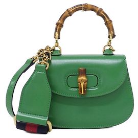 mala de couro Gucci Bamboo 1947 Verde