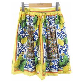 Dolce & Gabbana Dolce&Gabbana Seidenrock Blau Gelb
