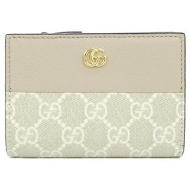Carteira Gucci em canvas GG Supreme e couro Branco Bege Dourado