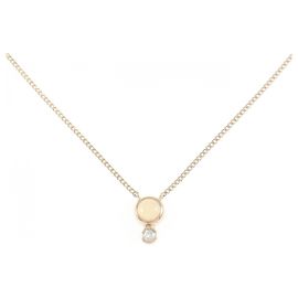 Autre Marque ete K10 Pink Gold Opal Diamond Necklace Pink