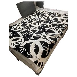 Asciugamano Chanel Monogramma in cotone nero e bianco Nero Bianco