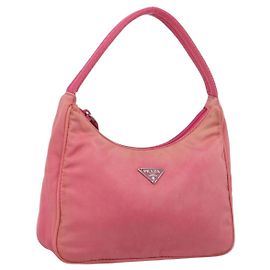 PRADA Handtasche Pouch Nylon Rosa Silber Auth 213002 - Jerrillo Andere