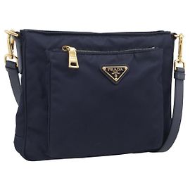 Bolso de Hombro PRADA Nylon Navy Gold Auth 213147A - Jerrillo Otro