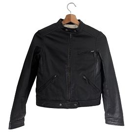 Chaqueta de cuero negra Bonpoint Negro