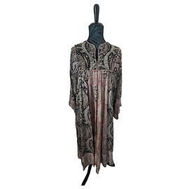 Laurence Bras langes Kleid mit Kaschmir-Print Braun Schwarz Pink Mehrfarben Beige