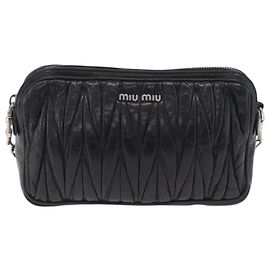 Miu Miu Matelasse Shoulder Bag Leather Black Silver Auth ka6824V - Jerrillo Outro