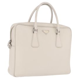 PRADA Business Bag Saffiano leather White Silver Auth ka6834 - Jerrillo Other
