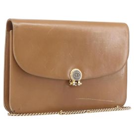 Christian Dior Bolsa de Ombro com Corrente Couro Bege Dourado Auth ep16809 - Jerrillo Outro