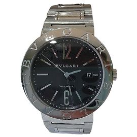 Relógio Bulgari Diagono BB42SS Automático em Aço Preto Hardware prateado
