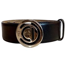 Cinto Dior Multi-Pastilles em couro preto com fivela CD Preto Hardware prateado