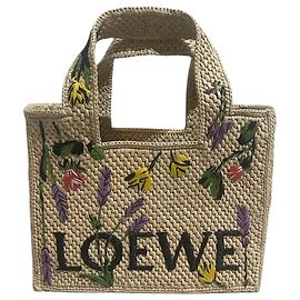 Sac cabas Loewe Font Tote Small en raphia beige Beige