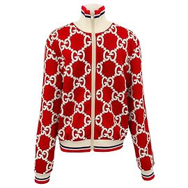 Veste Varsity Gucci pour homme rouge / blanche avec logo à sequins Rouge