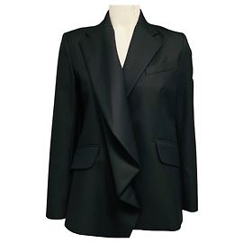 Autre Marque WE-AR4 Deep Black Draped Wool Uptown Blazer Schwarz
