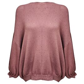 Pull slouchy oversize en maille de cachemire et soie à sequins mauve Brunello Cucinelli Violet