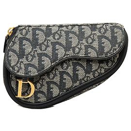 Pochette Saddle Diorissimo en toile bleue Dior Bleu