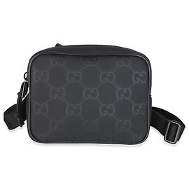 Gucci Mini Borsa a Tracolla Black GG Matte Rubber Effect Edge Nero
