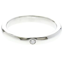 Autre Marque Tiffany Platinum Band Ring with Diamond Silvery