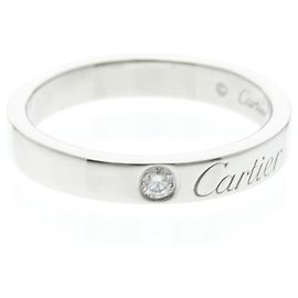 Anel C de Cartier em platina com diamante Prata