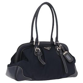 PRADA Boston Bag Nylon Navy Silver Auth ki6952V - Jerrillo Outro