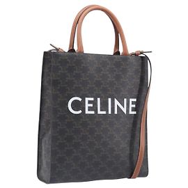 Céline CELINE Triomphe Tote Bag PVC Leather 2way Black Gold Auth mr3126V - Jerrillo Altro