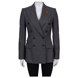 NWOT  Dolce & Gabbana Grey Wool Double Breasted Blazer Sz.42 Pre-owned Other