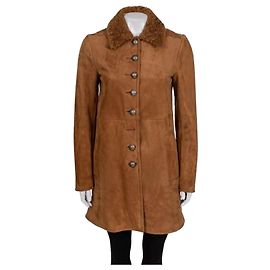 NWOT Gucci Brown Suede Shearling Lined Coat IT 42 Pre-owned Other