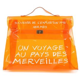 Hermès Sac à main HERMES Vinyl Kelly Clear Transparent Orange Orange