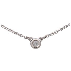 Tiffany & Co By The Yard 1P Diamond Necklace SV925 Silver Silvery