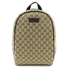 GUCCI GG Canvas Leather Backpack Rucksack Brown 449906 Brown