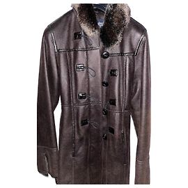 Armani Jeans Duffle Coat Braun mit Kunstfellfutter Braun