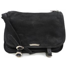 CHROME HEARTS Destroy Leather Shoulder Bag Black