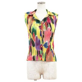 Autre Marque PLEATS PLEASE Top sin mangas de poliéster Mosaic Multicolor