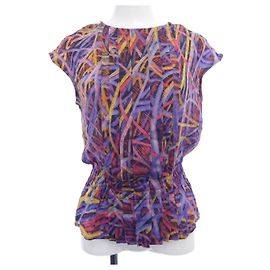 Top de seda Chanel Roja Azul