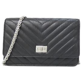 Chanel Calfskin Chain Wallet Black
