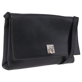 Céline CELINE Bolsa de ombro em couro preto prata Outro