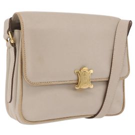 Céline CELINE Shoulder Bag Leather Beige Gold Altro