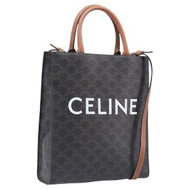 Céline CELINE Triomphe Tote Bag PVC Leder 2way Schwarz Gold Andere